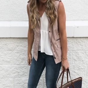 MAX Jeans Waterfall Utility Vest Blush Small